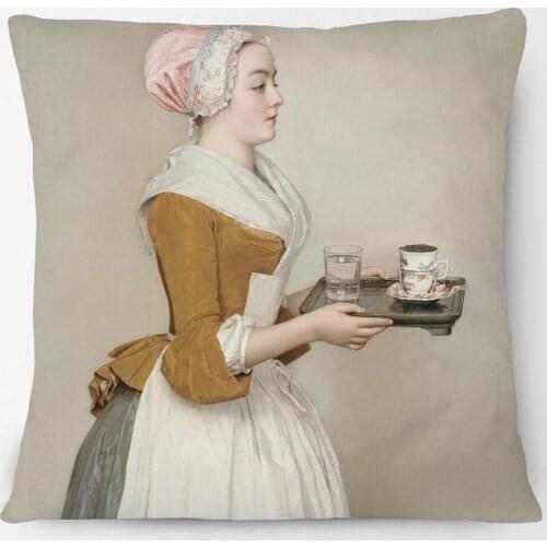 European Oil Painting Lady Woman Portrait Cushion Covers Retro Vintage Style Bedroom Decorative Pillow Case