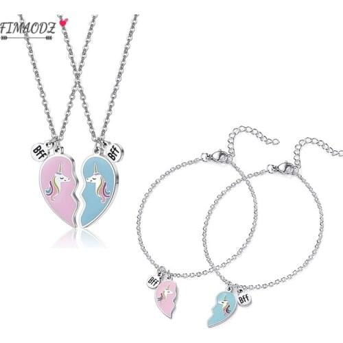 FIMAODZ Cute Unicorn Jewelry for Girls Set Horse Cartoon Animal Bracelet Necklace Sets Kids Birthday Gift