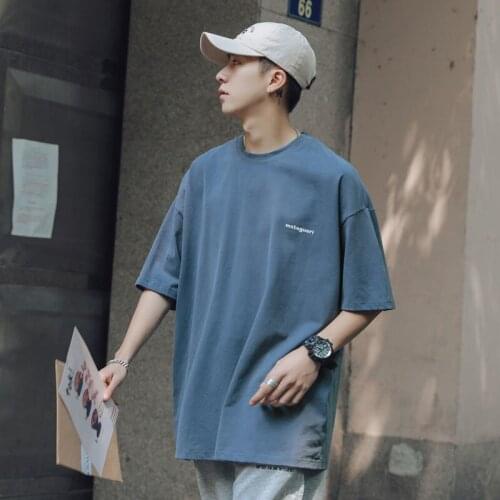 100% Cotton Mens Short-sleeved T-shirt Simple Hong Kong Style Short-sleeved Mens Trend Wild Handsome Couple Summer Tops