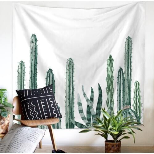 Nordic Style Tapestry Cactus Pattern Large Size Wall Hanging Background Decor Multifunctional Blanket Table Cloth Chic Ornaments