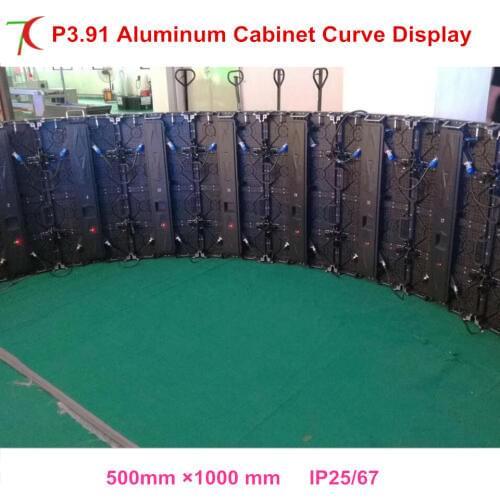 Curve screen P3.91 indoor 500*1000mm die-casting aluminum cabinet led display