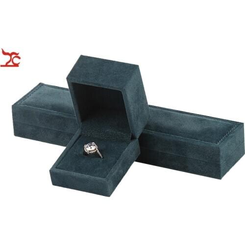 Quality PU Jewelry Storage Box Green Velvet Ring Pendant Jewelry Packaging Box Bracelet Necklace Organizer Gift Box