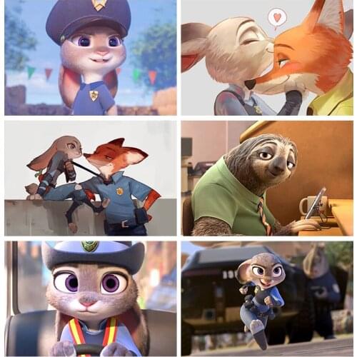 Diy Diamond Embroidery Paintings Disney Crazy Animal City Judy Nick Cartoon Full Square/Round Cross Stitch Mosaic Decoration New