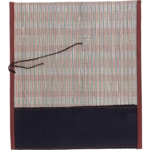 Chinese Bamboo Writing Brushes Pens Roll Bag Hanger Case Calligraphy Tools