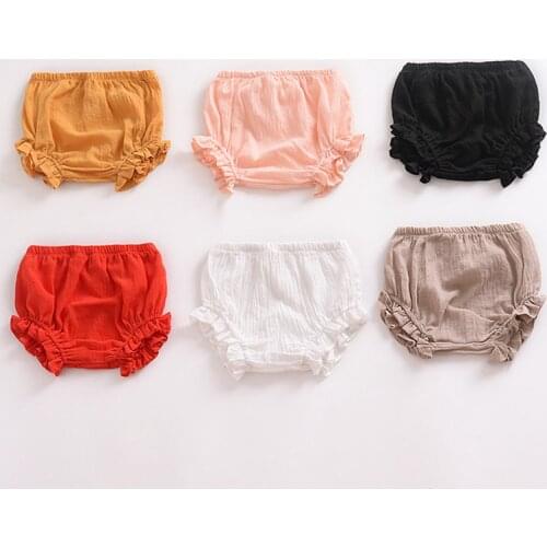 Summer New Baby Chiffon Fashion Casual Large PP Shorts Infant Solid Color Cotton Linen Bloomers Toddler Girls Bread Pants