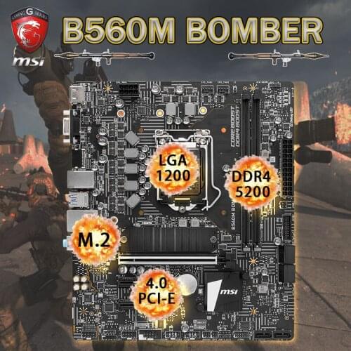 LGA 1200 10th 11th-Gen CPU MSI B560M BOMBER Motherboard DDR4 64Gb 5200MHz(OC) M.2 PCI-E 4.0 VGA Placa-mãe Desktop Intel B560 New