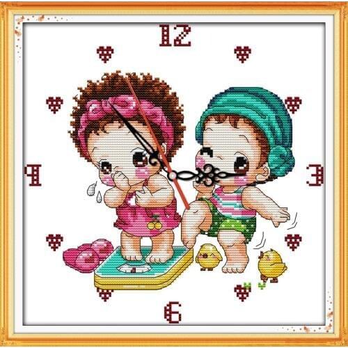 Getting fat (clock face) Modern Needlework DIY Cross stitch Sets For Embroidery kits Precise Printed Counted Cross Stitching