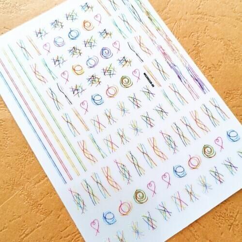 Newest MG326-09 color line design nail stickers 3d Japan Korea style nail decals self-adhesive DIY nail decoration tools