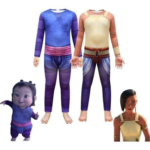2021 New Kids Movie Raya and The Last Dragon Cosplay Legend Halloween Costume Raya Bodysuit Fancy Children Performance Costume