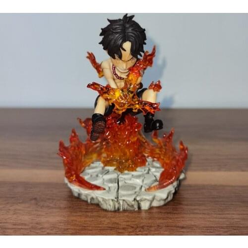 One Piece GK Portgas D Ace Anime Action Figures Crossfire Cute Version Collection Model Toy Fire Punch Statue Figure Doll