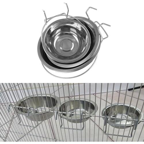 Birds Hanging Bowls New Durable Puppy Feeder Water Food Bowl Can Hang Cage Bowl Stainless Steel 1PC Birds Pet Bowl