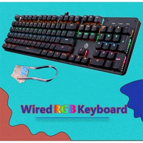 Professional Gaming Mechanical Keyboard Blue Switch With RGB Backlit Keyboard 104 Keys Crisp Sound Wired For Gamer PC Computer