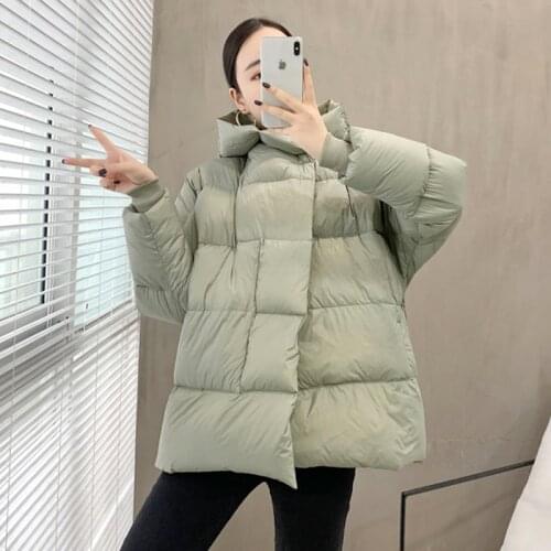 White Duck Down Coat 2021 Winter New Women Fashion Solid Short Hooded Puffer Jackets Female Thicken Outwear Warm Ladies Overcoat