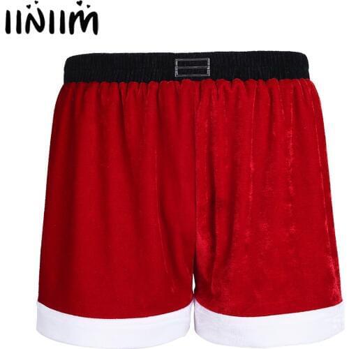 Christmas Underwear Mens Red Flannel Santa Claus Underpants Sissy Sexy Mini Boxers Panties Gay Hot Boxer Shorts for Fancy Dress