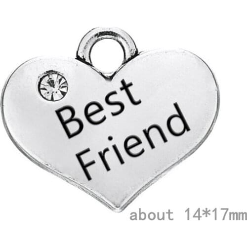 Best Friend Heart Charm Pendants Jewelry Making Finding DIY Bracelet Necklace Earring Accessories Handmade Tools 3pcs