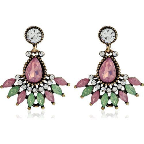 CRLEY Tear Drop Crystal Earrings Unique Dangle Earrings with Rhinestone Stone Flower Elegant Engagement Jewelry Accessories