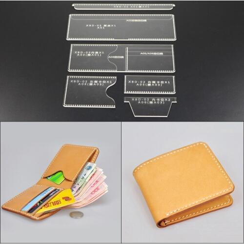 1 Set Acrylic Leather Template Home Handwork Leathercraft Sewing Pattern Tools Accessory Men Wallet Pattern 9.5*11*2cm