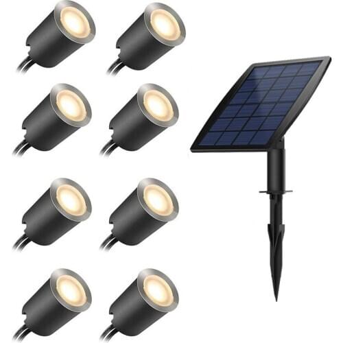 Thrisdar 8pcs/Kit LED Solar In-Ground Light Outdoor Solar Lawn Decking Light Landscape Step Stair Garden Pathway Spotlight