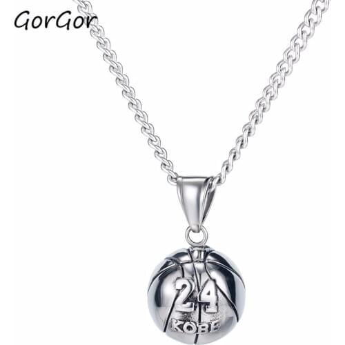 GorGor Personality Design Jewelry New Style Street Popular All-match Titanium Steel 24 Basketball Mens Pendant Necklace 1693