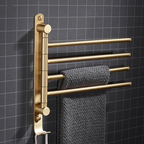 Bathroom hardware accessories brass rotating towel bar bathroom wall-mounted retro towel rack 3 bars brushed gold/black/white