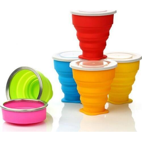 Travel Silicone Retractable Folding Cup Outdoor Telescopic Collapsible Cups Wine Glass Folding Cup Bottle