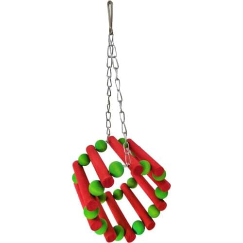 Funny Bird Toy Wood Training Bird Chew Toy Parrot Parakeet Budgie Cockatiel Cage Hammock Swing Toy Hanging Toy Pet Supplies