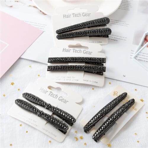 1 Pair/set Black Point Drill Barrettes Hair Clips Elegant Headband Hairpins Headwear Hair Accessories for Women Girls Gift