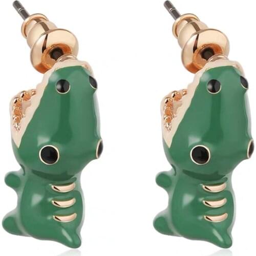 1pair Cartoon cute soft clay animal earrings tyrannosaurus bite earrings dinosaur earrings Party holiday fun gifts 3x1cm