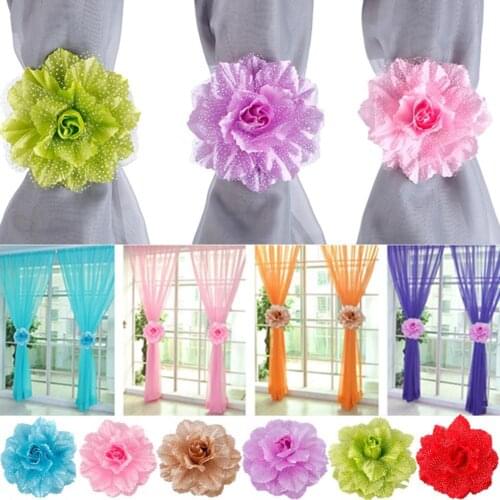 1 Pair Practical Flower Window Curtain Tieback Holder Drape Panel Sheer Strap Home Decor Curtain Decorative Accessories