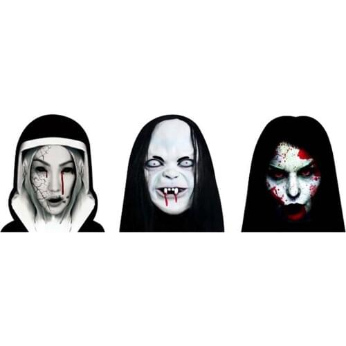 1pc Horror Ghost Face Car Rear Window Sticker Creative Decal Decor Night High Light Beam Warning Reflective Stickers Decor Party