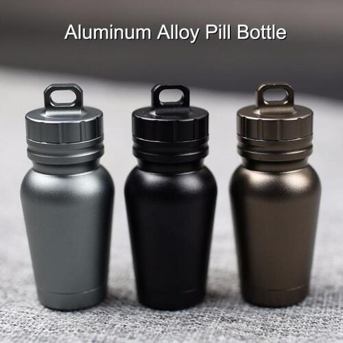 1 Pcs Aluminum Alloy Pill Bottle Tablet Waterproof Storage Case for Outdoor Survival SN-Hot