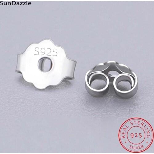 100pcs Genuine Real Pure Solid 925 Sterling Silver Earring Stopper Safety Backs Ear Plugs Jewelry Findings Components