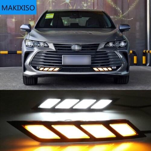 2PCS Dynamic Yellow Turn Signal 12V Car DRL LED Fog Lamp LED Daytime Running Light For Toyota Avalon 2018 2019