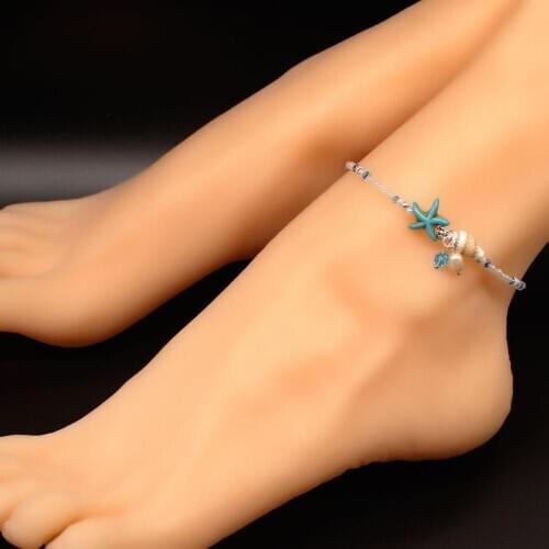 2 PC Layered Gold Shell Pendant Chain Ankle Bracelet On Leg Foot Jewelry Boho Charm Anklets for Women Accessories Mujer