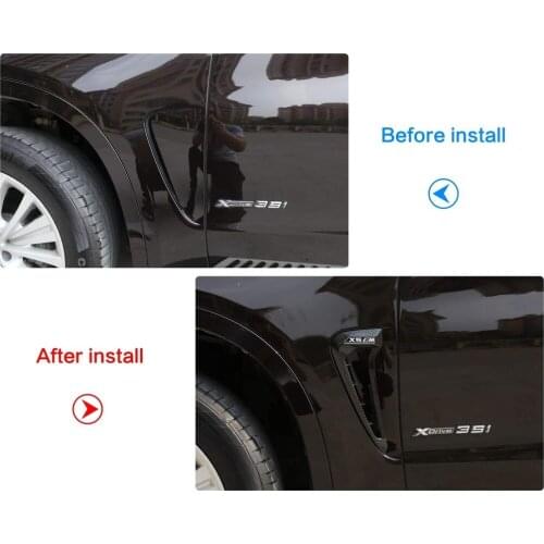 For BMW X5 F15 X5M F85 2014-17 Carbon Fiber Shark Gills Side Decoration Fender Vent Trim 2pcs