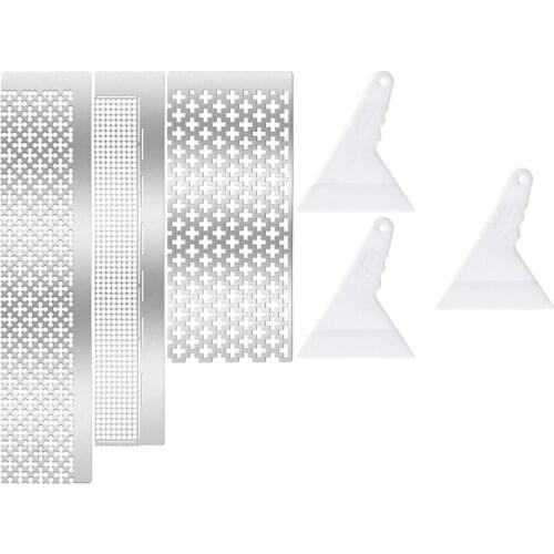 3 Square and Round Painting Tool Rulers with 3 Fixation Tools DIY Drawing Ruler Grids for Full and Partial Drilling Silver