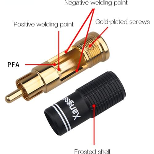 4PCS RCA plug pure copper gold-plated audio signal cable plug hifi DIY amplifier speaker cable plug