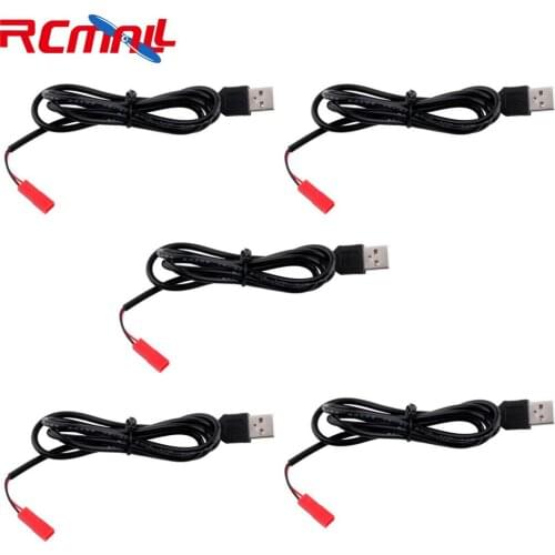 5pcs/lot 3.7V USB To JST Female Plug Connectors Lithium Battery Adapter Charger Cable for RC Aircraft Drone, Charging Protection