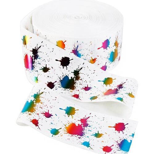 David accessories different size rainbow red blood paint splatter grosgrain ribbon,DIY handmade materials gift wrap,50Yc3187