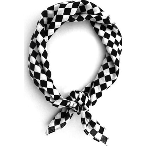 55x55cm White Black Checkered Flag Racing Bandana Unisex Multi-Use Square Headband Motorcycle Outdoor Sports Hair Wrap Wristband