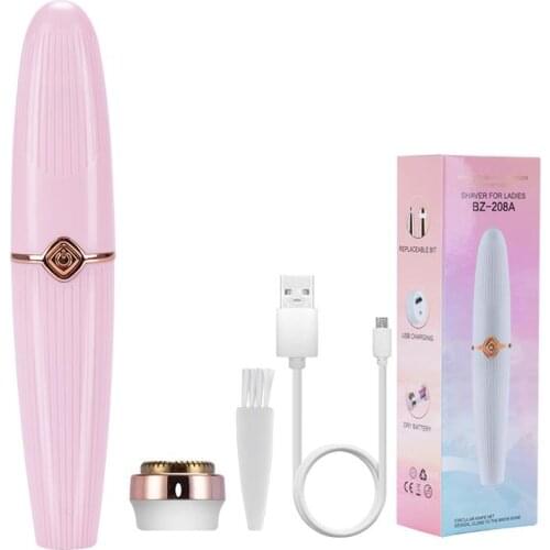 USB Charging Shaver 2 In 1 Eyebrow Trimmer Lady Eyebrow Trimmer Lipstick Shaving Mini Hair Removal Device Portable TSLM1