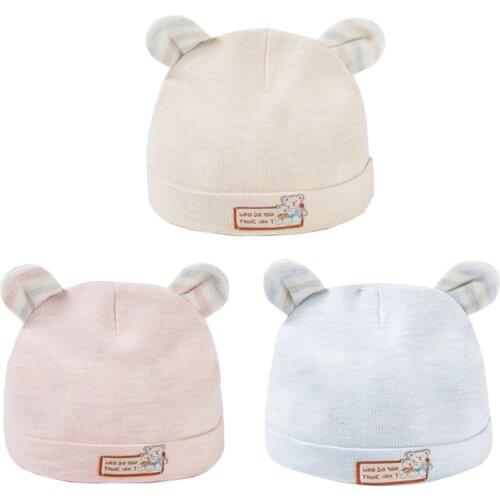0-6 Months Baby Cotton Hat Cute Bear Ears Boys Girls Beanie Newborn Infant Solid Color for Boys Girls Shower Gifts Clothing