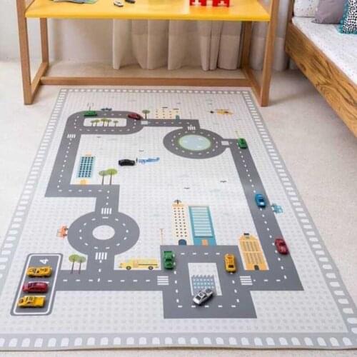 Kids Play Mat Non-slip Rectangle Carpet Floor Mat Game Pad Bedroom Living Room Road Crawling Mat Carpets Kids Room Decoration