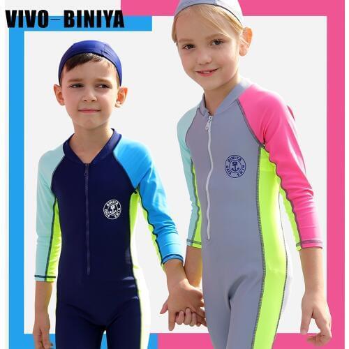 Kids Full Body Stinger Swimsuit Sun UV Protection Swimwear UPF50+ Swimsuit Front Zip Long Sleeve One-piece Bathing Suit Boy Girl