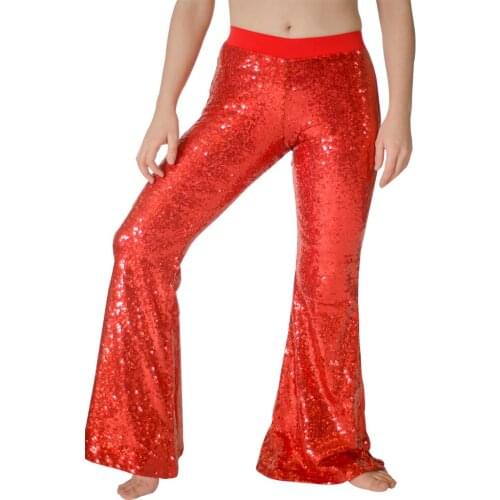 Microfiber Sequins Jazz Long Pants Ladies Girls Jazz Dance Pants Shiny Pants for Performance Shows