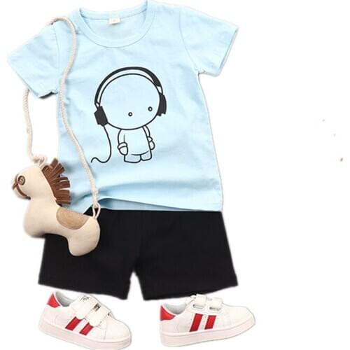 Summer Children Casual Clothes Suits Baby Boys Girls Cartoon T-Shirt Shorts 2Pcs/sets Toddler Cotton Clothing Infant Tracksuits