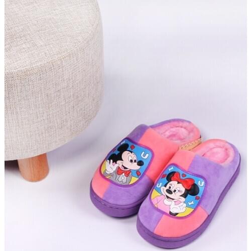 Disney cartoon Mickey cotton slippers boys and girls winter thickening drag home children indoor warm wool drag