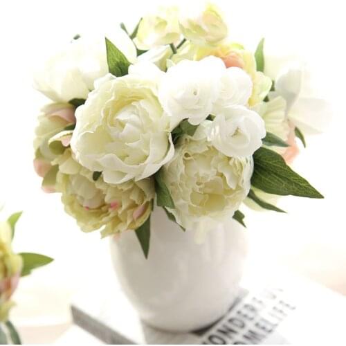 6 colors 8 Heads Silk Peony Artificial Flower Bridal Bouquet Wedding Decoration DIY Home Party Fake Flowers