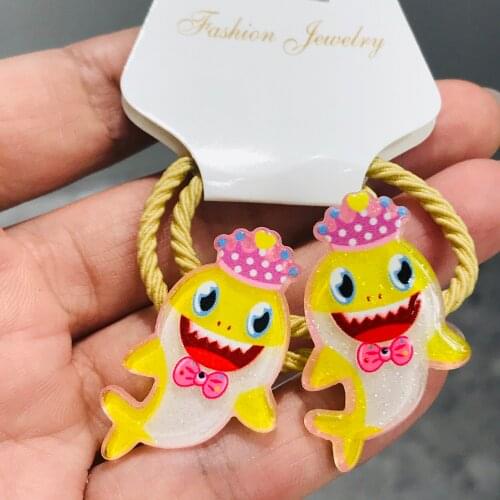 2Pcs Cute Fish Animals Hair Accessories Children Rubber Bands Scrunchies Elastic Hair Bands Girls Headband Decorations Ties