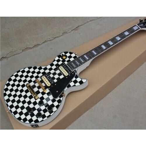 Electric guitar body black and white check pattern rosewood fingerboard free delivery